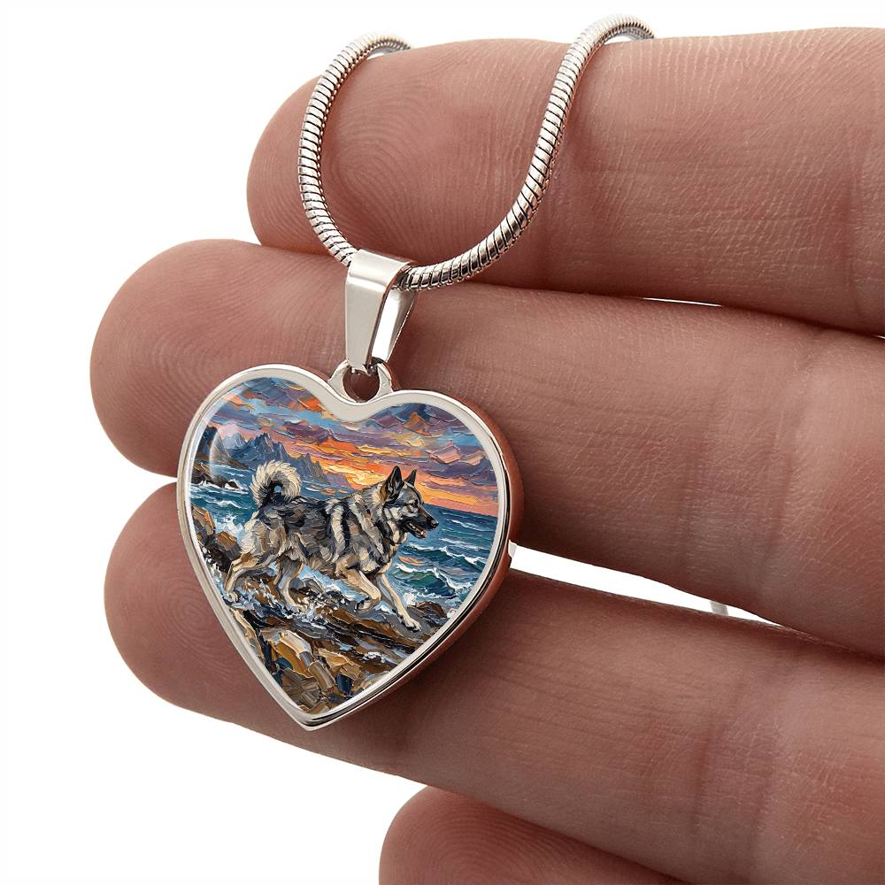 Beach Day - Norwegian Elkhound Heart Necklace