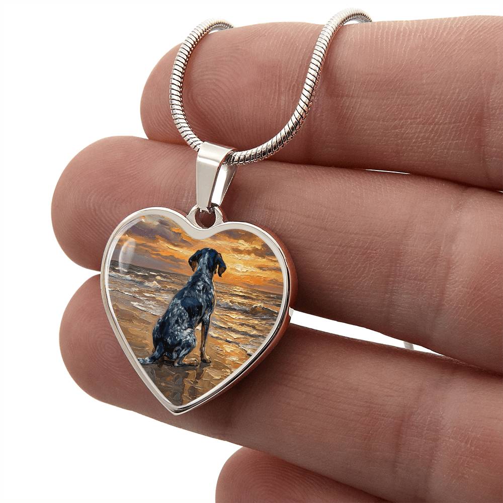 Beach Days - Blue Tick Coonhound Heart Necklace