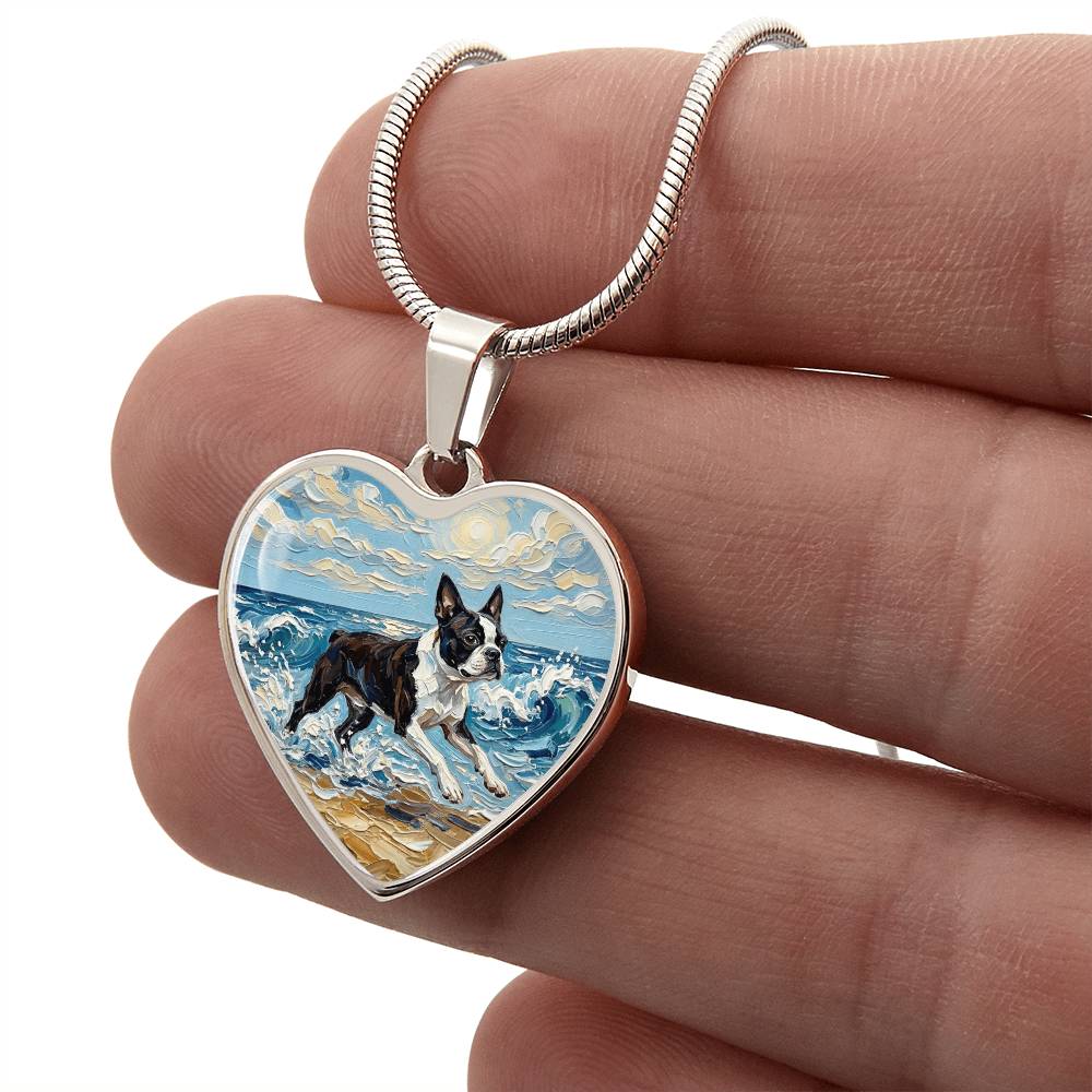 Beach Days - Boston Terrier Heart Necklace