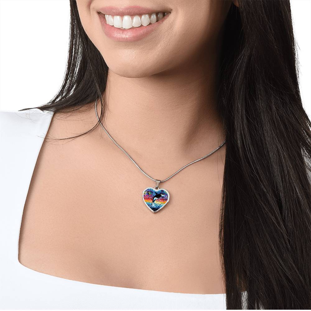 Orca Starry Night Heart Necklace