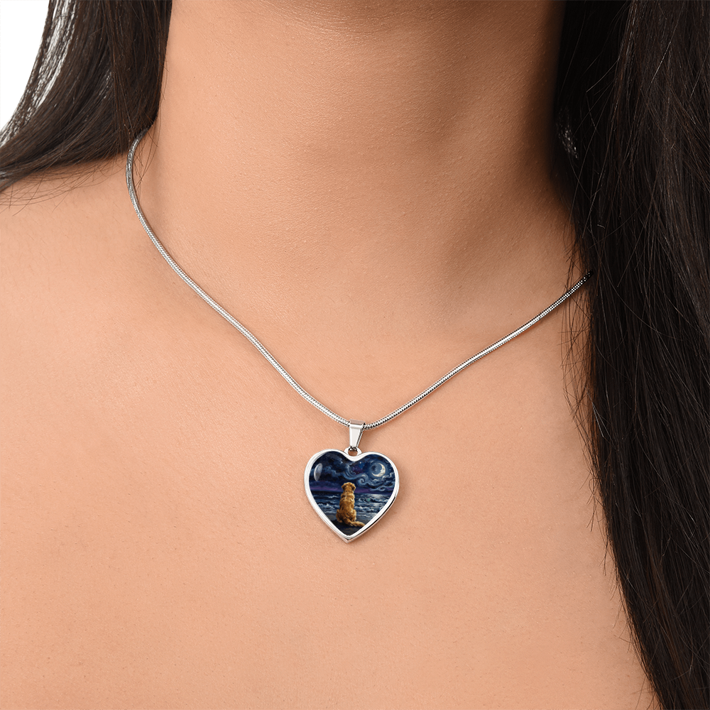Beach Night - Golden Retriever Heart Necklace