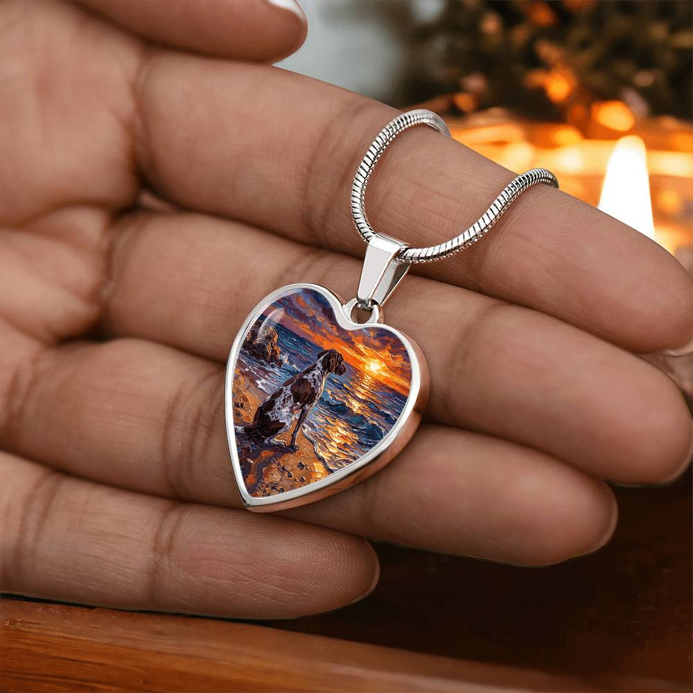 Beach Day - German Pointer Heart Necklace