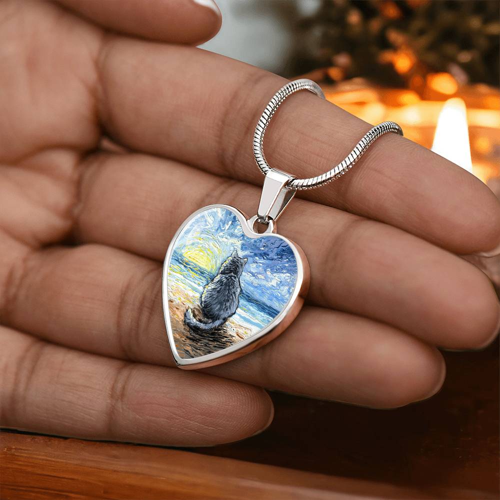 Beach Days - Nebelung Cat Heart Necklace