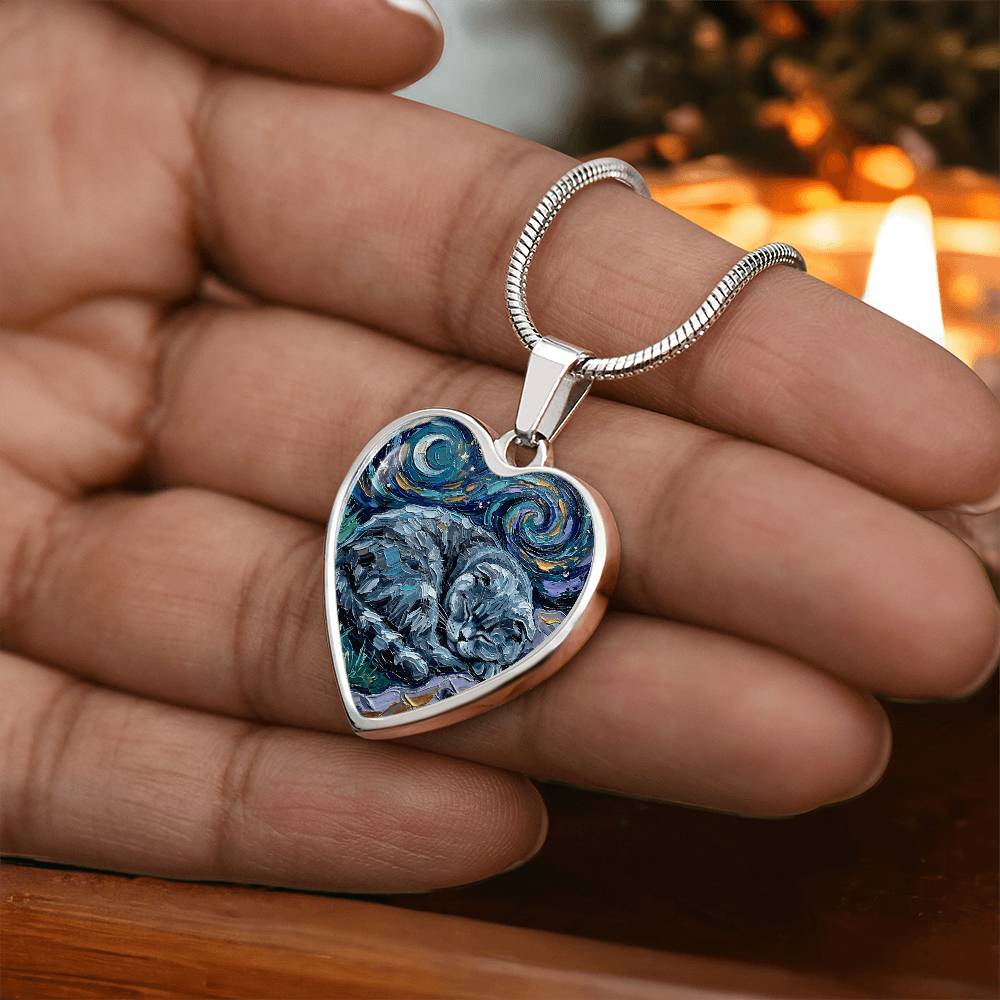 Sleepy Scottish Fold Heart Necklace