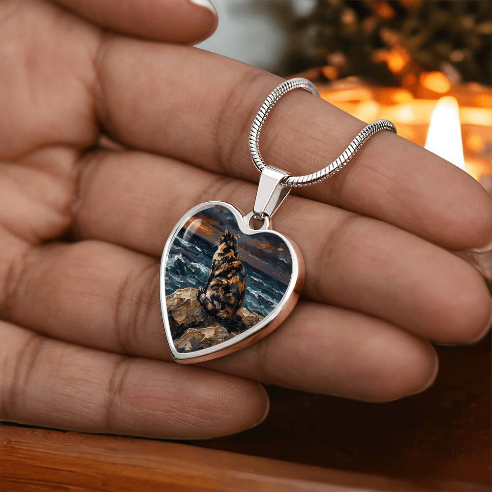 Beach Night - Tortie Heart Necklace