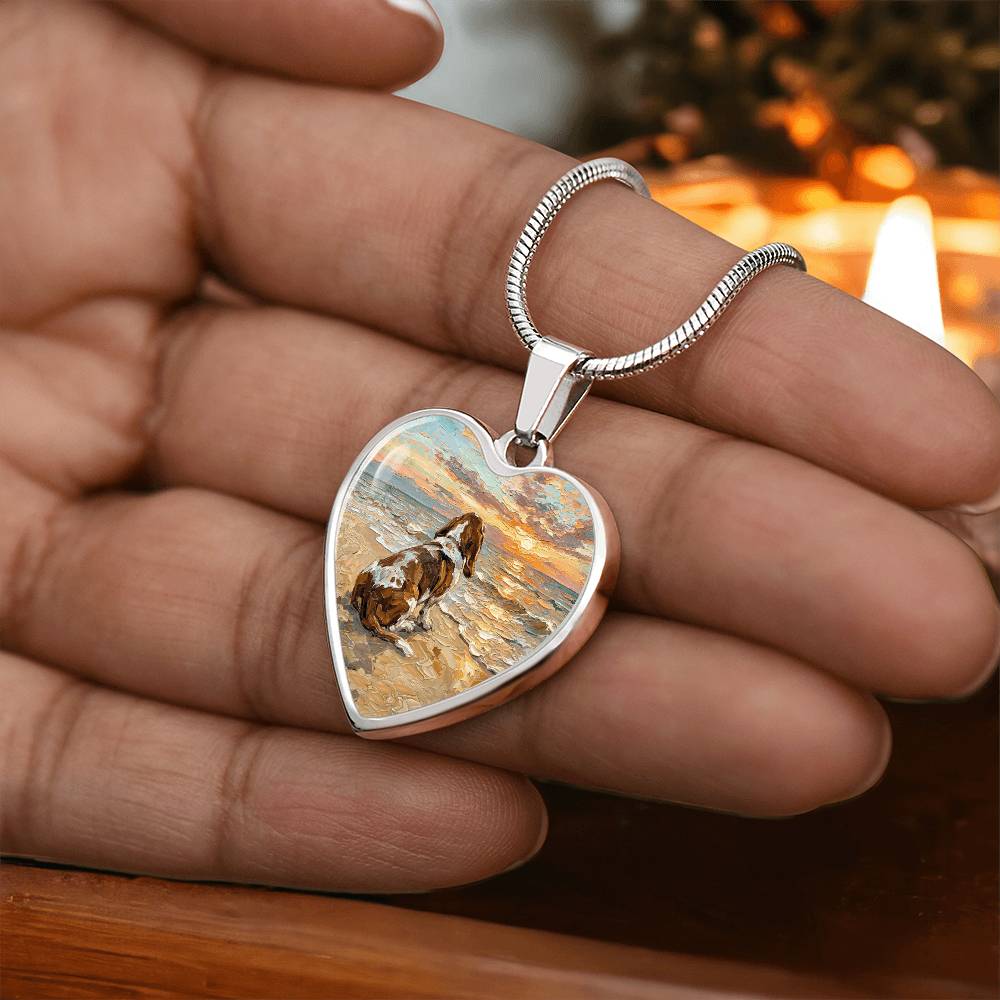 Beach Days - Basset Hound Heart Necklace