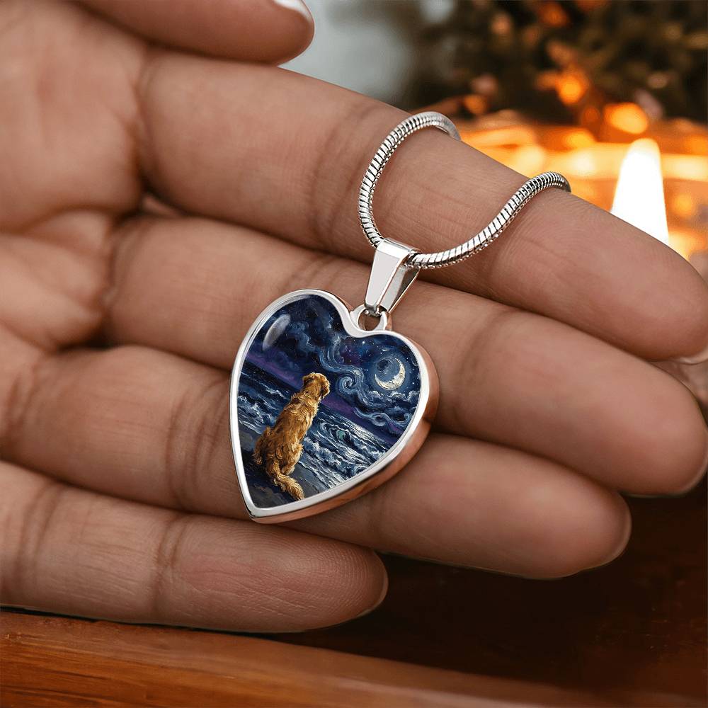 Beach Night - Golden Retriever Heart Necklace