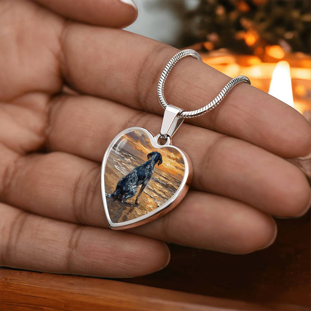 Beach Days - Blue Tick Coonhound Heart Necklace