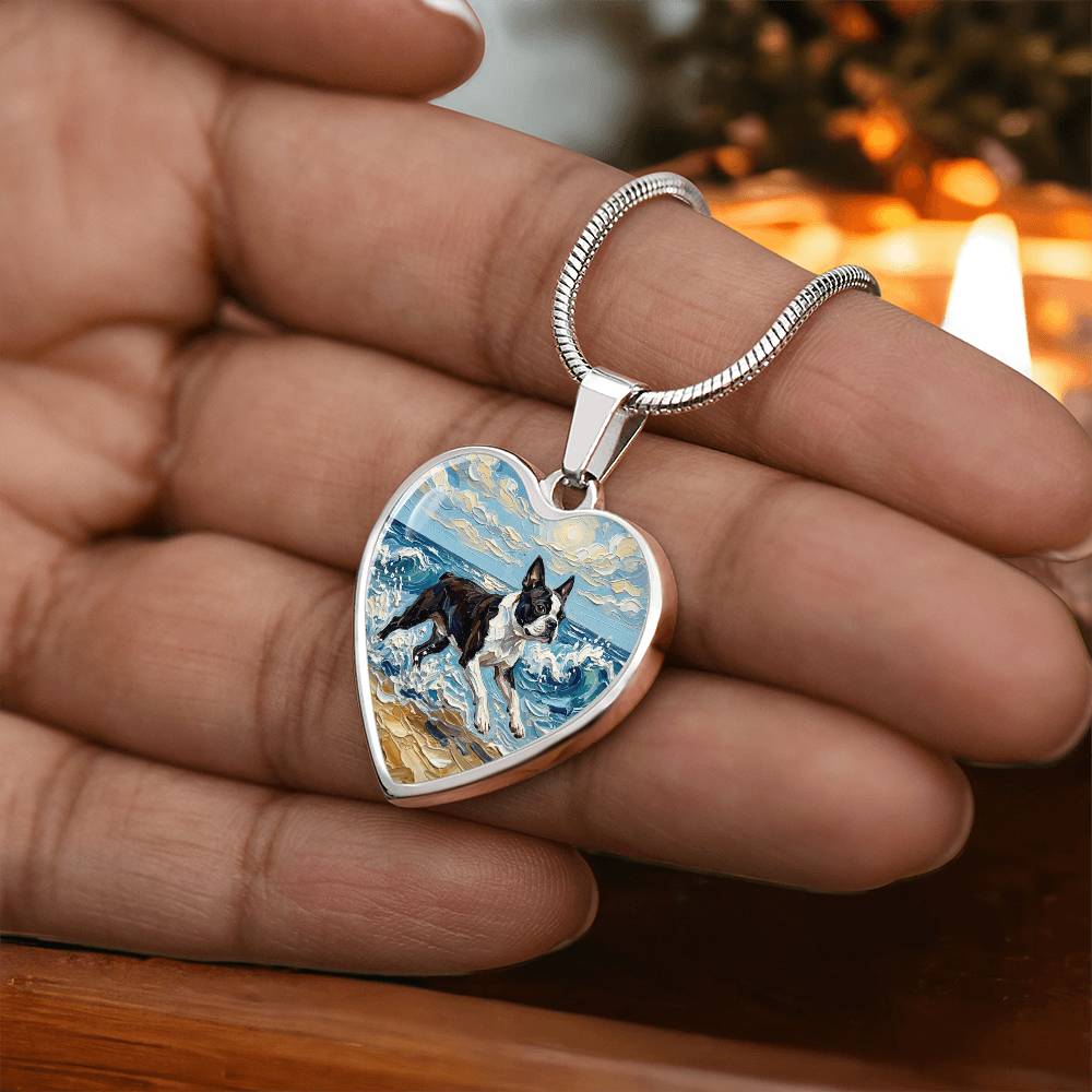 Beach Days - Boston Terrier Heart Necklace