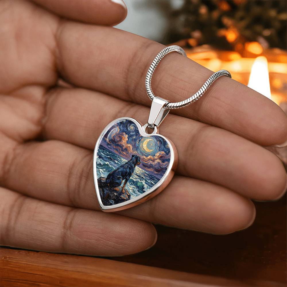 Beach Night - Rottweiler Heart Necklace