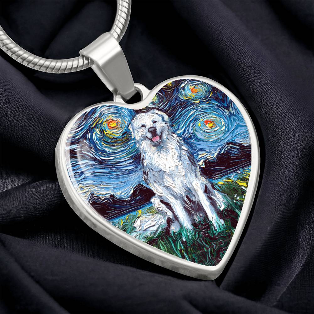 Great Pyrenees Starry Night Heart Necklace