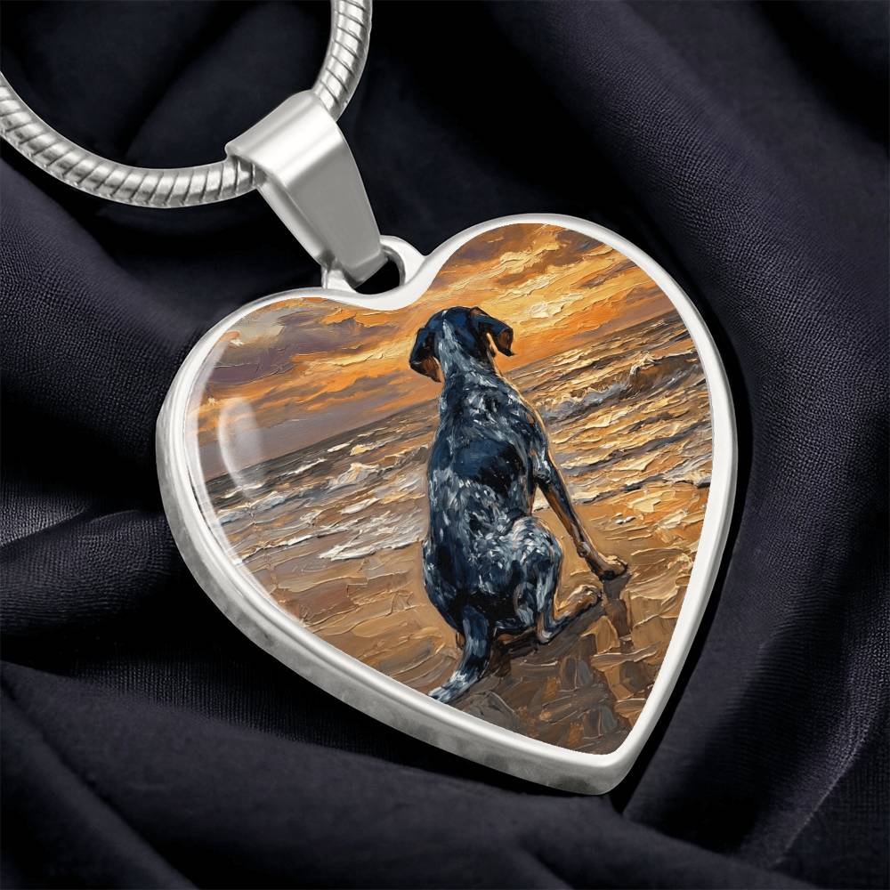 Beach Days - Blue Tick Coonhound Heart Necklace