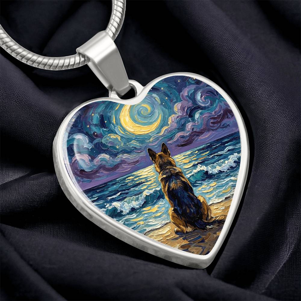 Beach Night - German Shepherd Heart Necklace