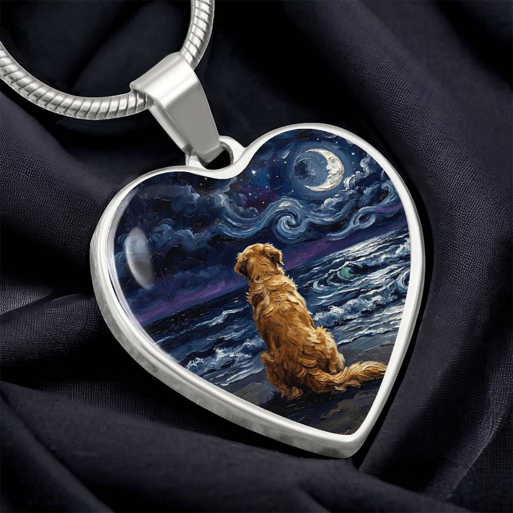 Beach Night - Golden Retriever Heart Necklace