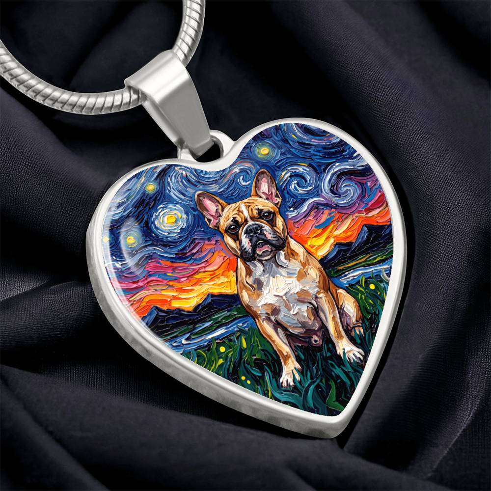 Frenchie Night Heart Necklace