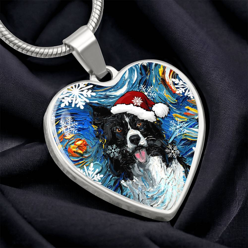 Border Collie Christmas Necklace