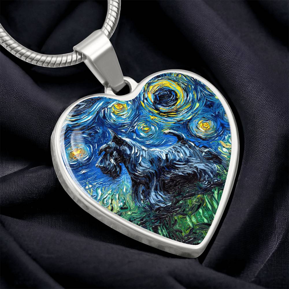 Scottish Terrier Starry Night Heart Necklace