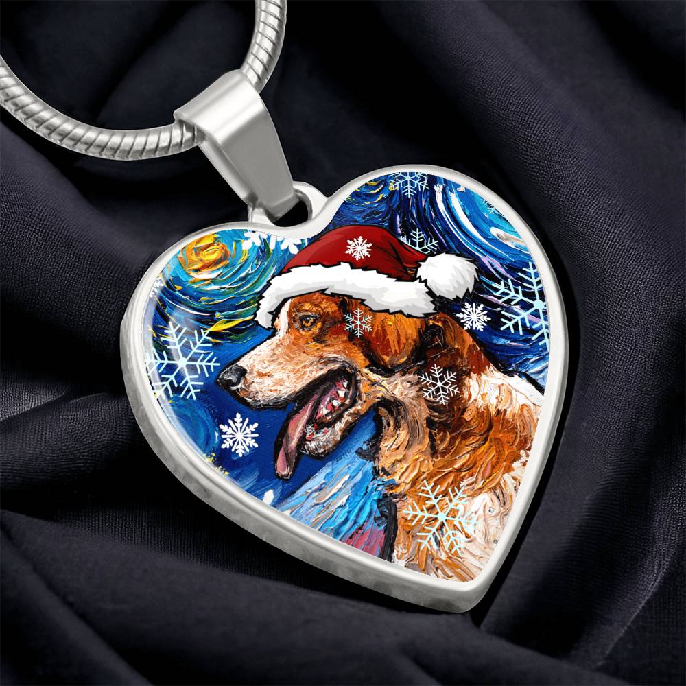 Brittany Spaniel Christmas Heart Necklace
