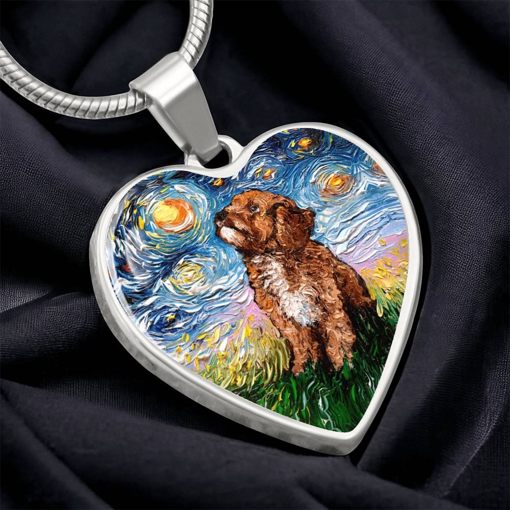 Cavapoo Starry Night Heart Necklace