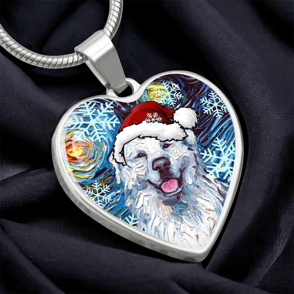 Great Pyrenees Christmas Heart Necklace