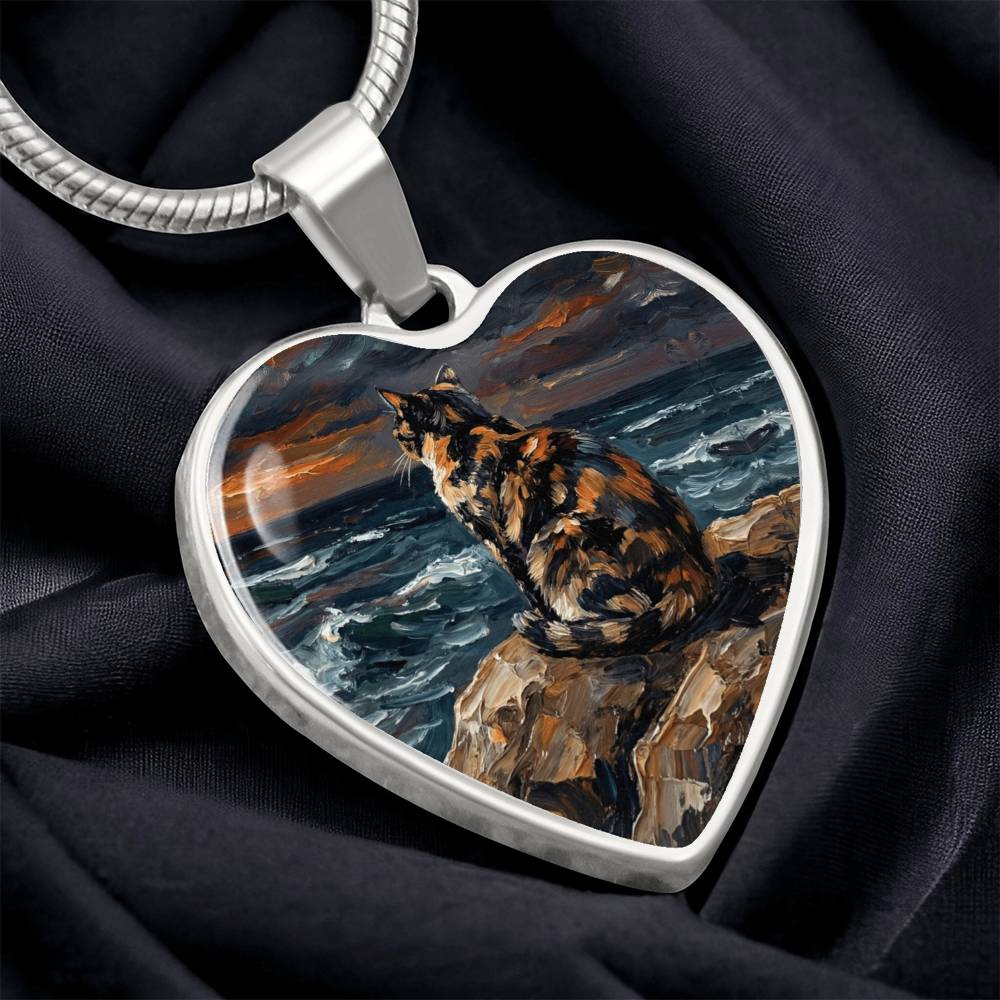 Beach Night - Tortie Heart Necklace