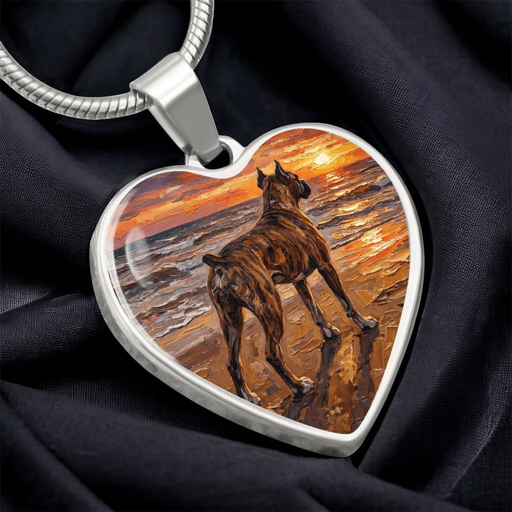 beach day - Brindle Boxer Heart Necklace