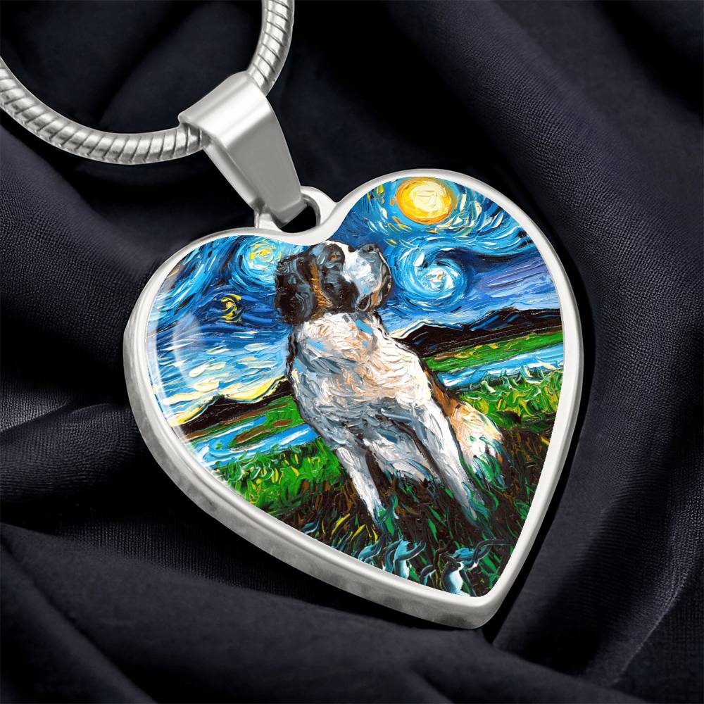 Saint Bernard Starry Night Heart Necklace
