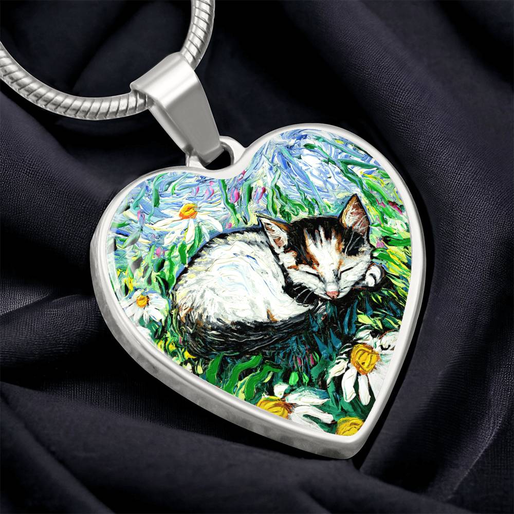 Kitten Sweet Dreams Starry Night Heart Necklace