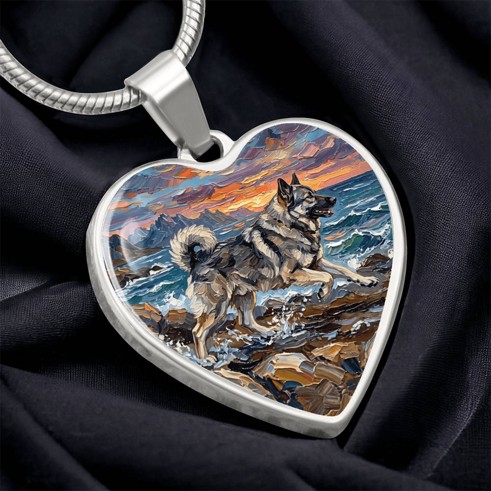 Beach Day - Norwegian Elkhound Heart Necklace