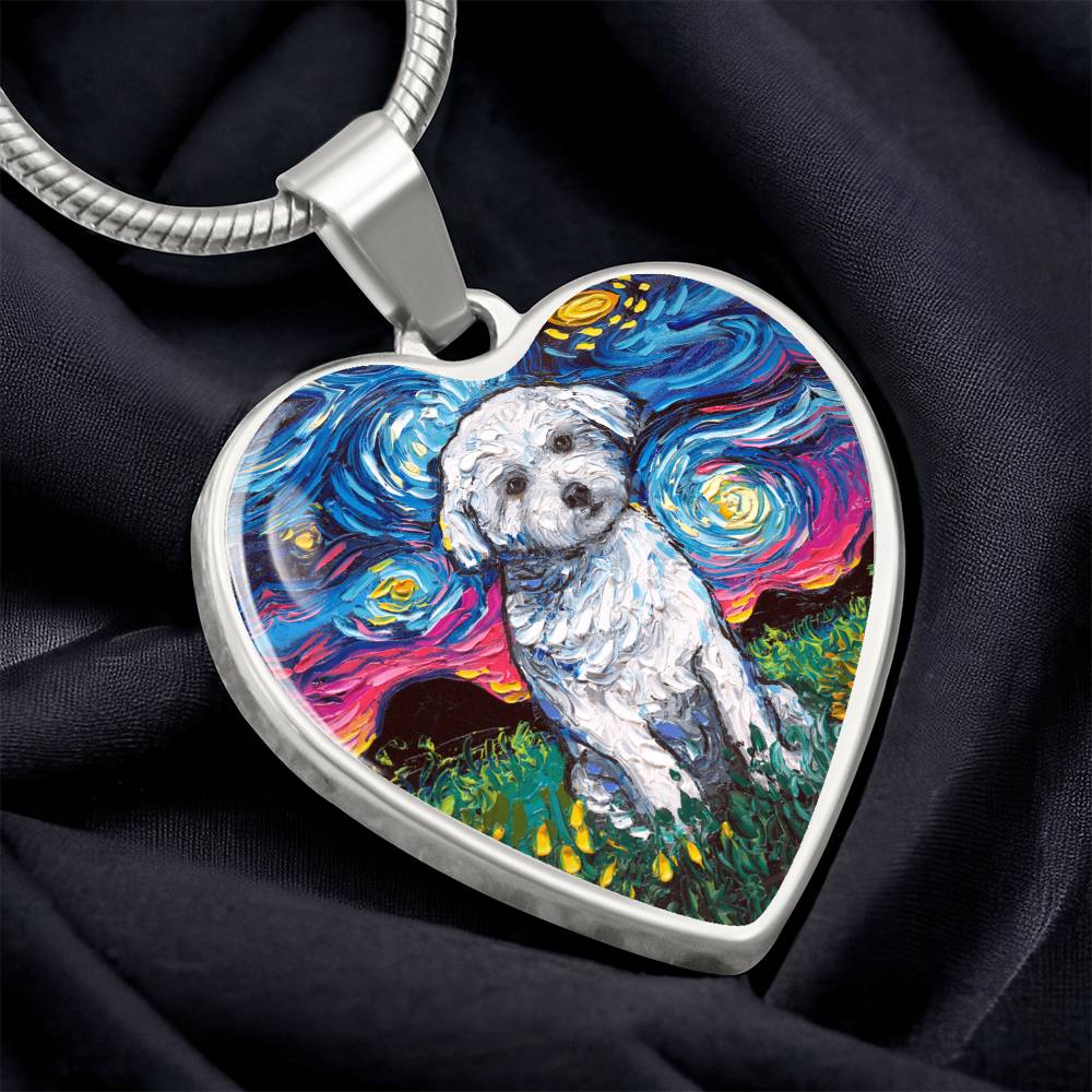 Maltese Starry Night Heart Bangle Bracelet