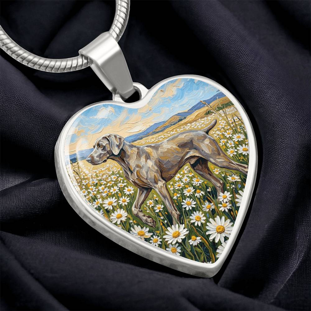 Amongst The Flowers - Weimaraner Heart Necklace