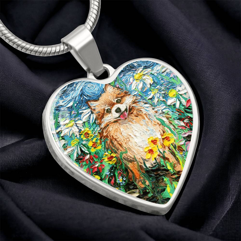 Happy Pomeranian Heart Necklace
