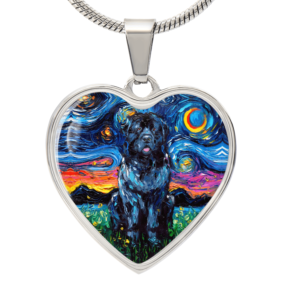 Newfoundland Starry Night Heart Necklace