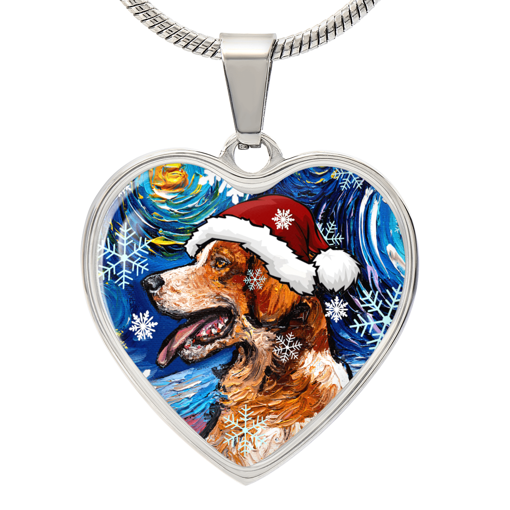 Brittany Spaniel Christmas Heart Necklace