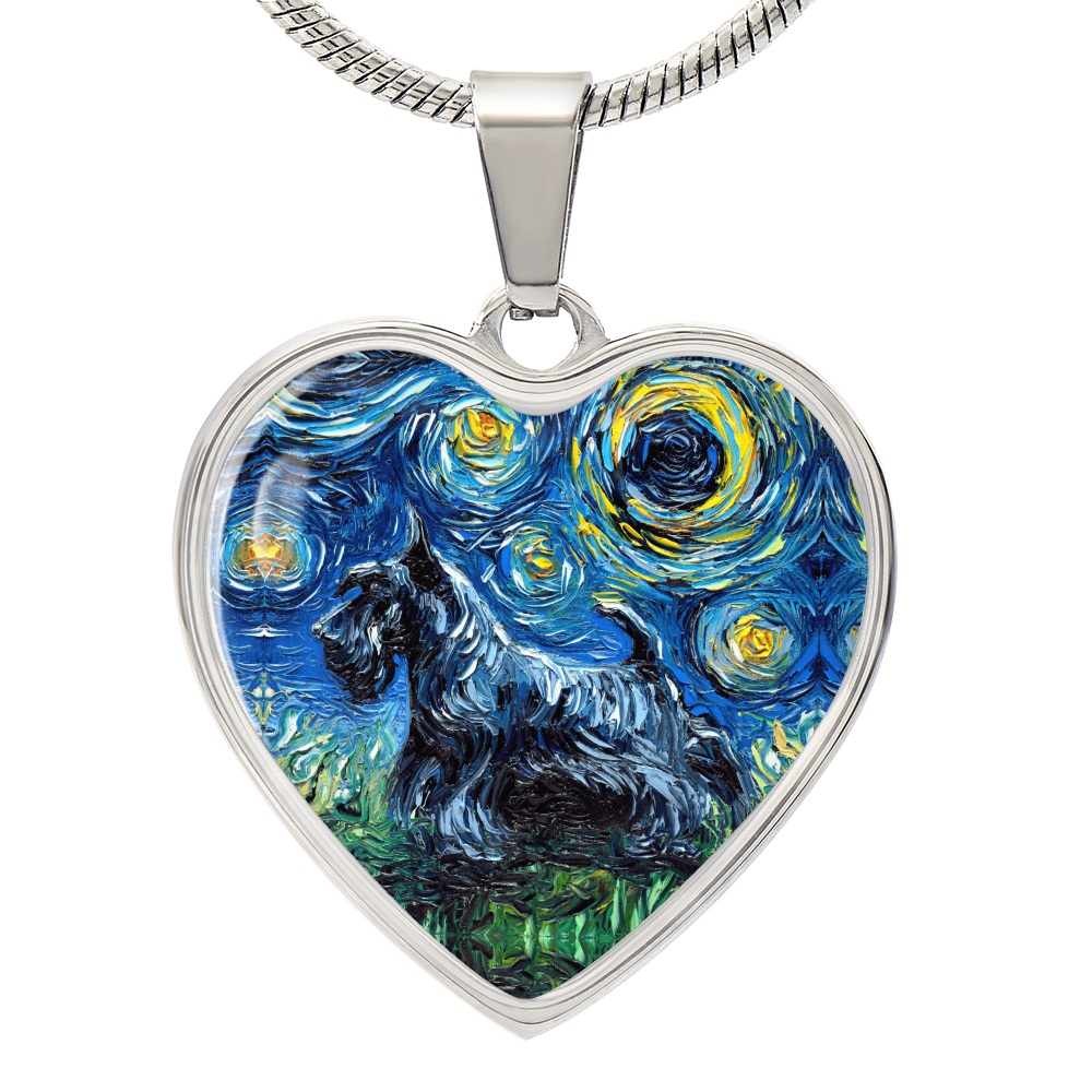 Scottish Terrier Starry Night Heart Necklace