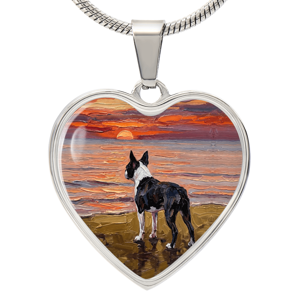 Beach Night - Boston Terrier Heart Necklace