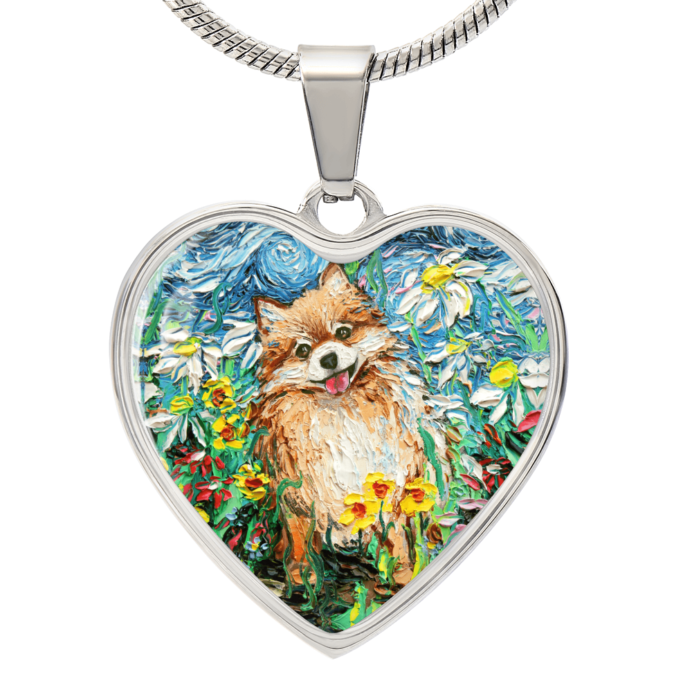Happy Pomeranian Heart Necklace