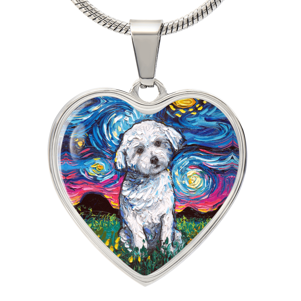 Maltese Starry Night Heart Bangle Bracelet