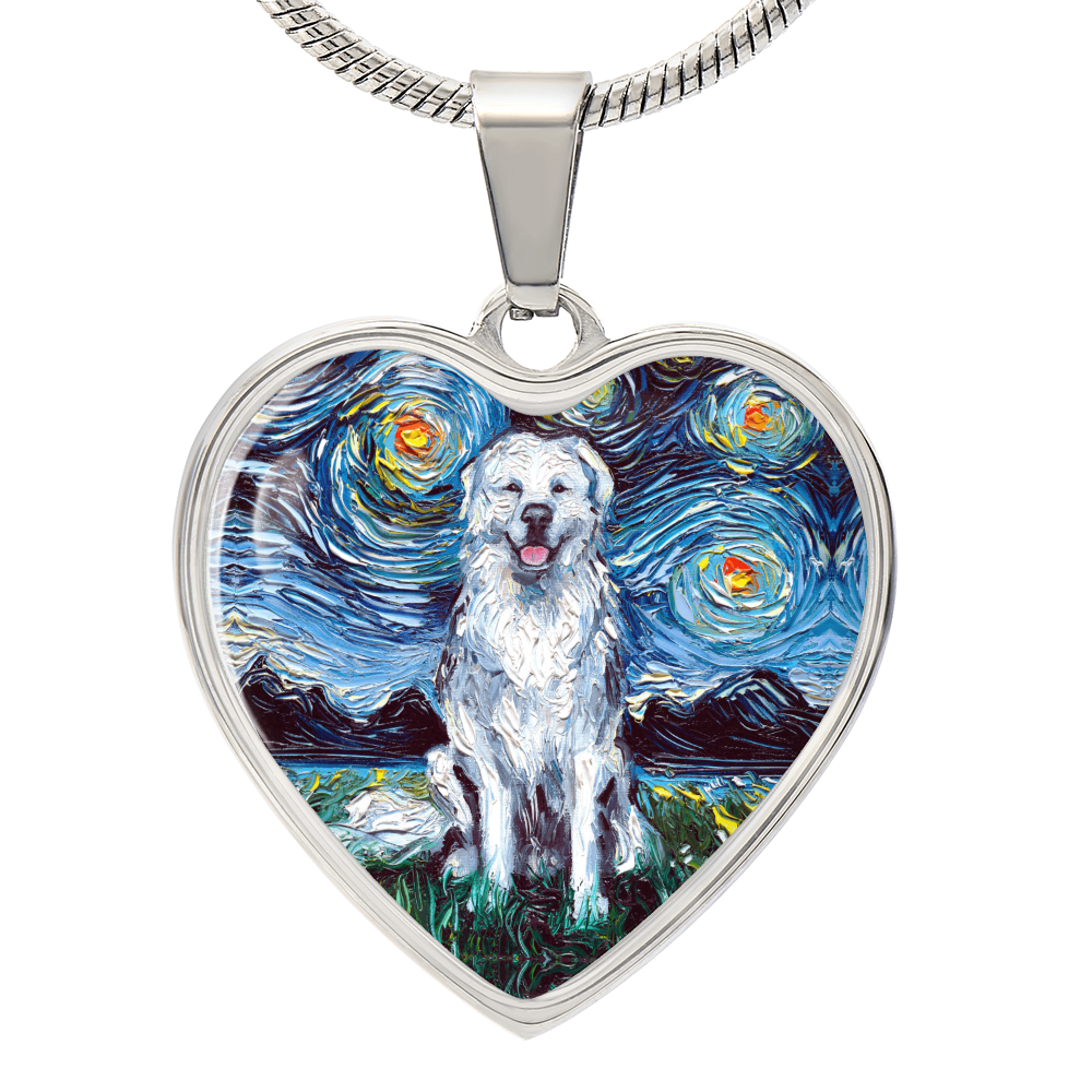 Great Pyrenees Starry Night Heart Necklace
