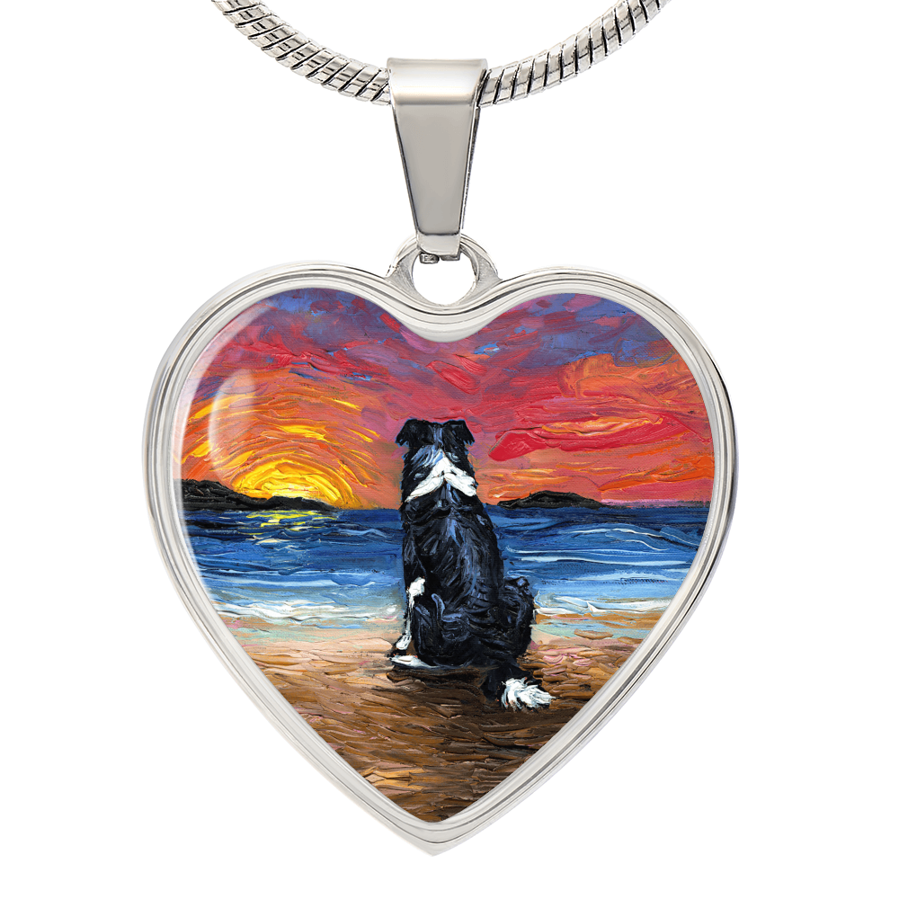 Beach Days - Border Collie Heart Necklace