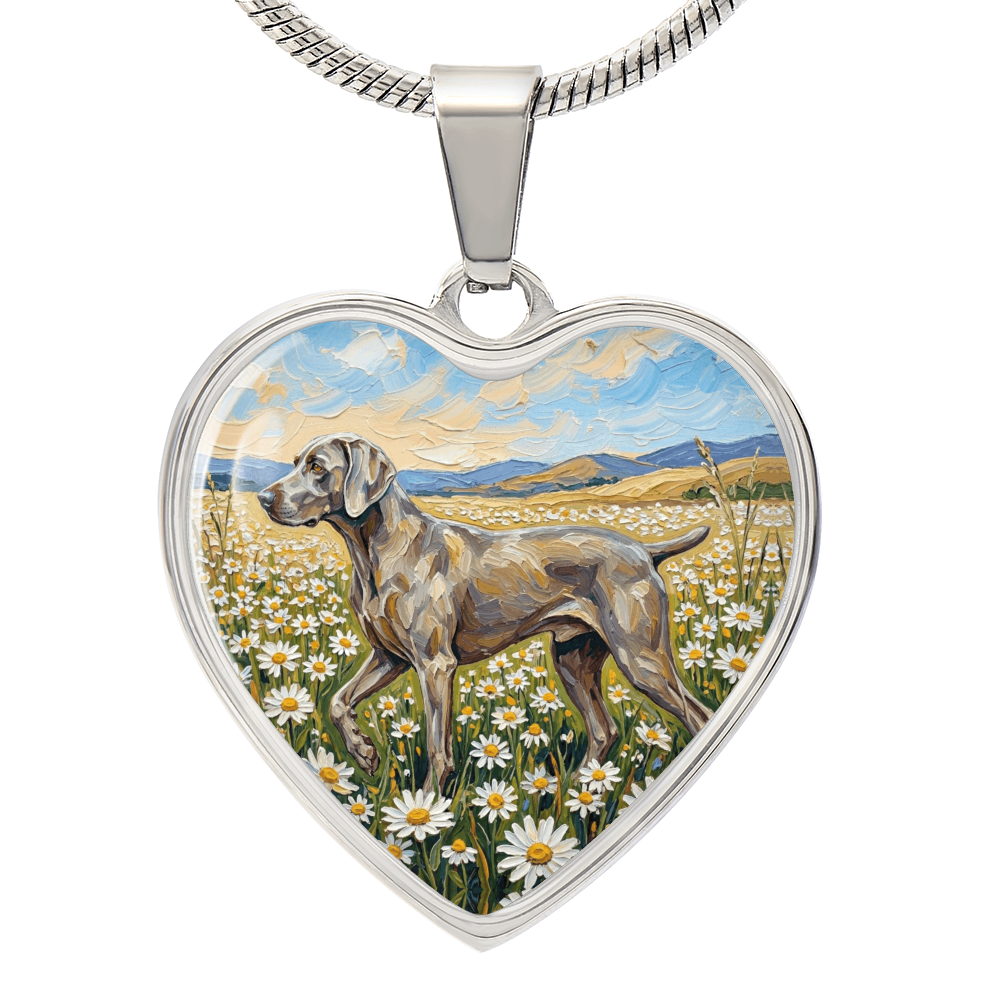 Amongst The Flowers - Weimaraner Heart Necklace