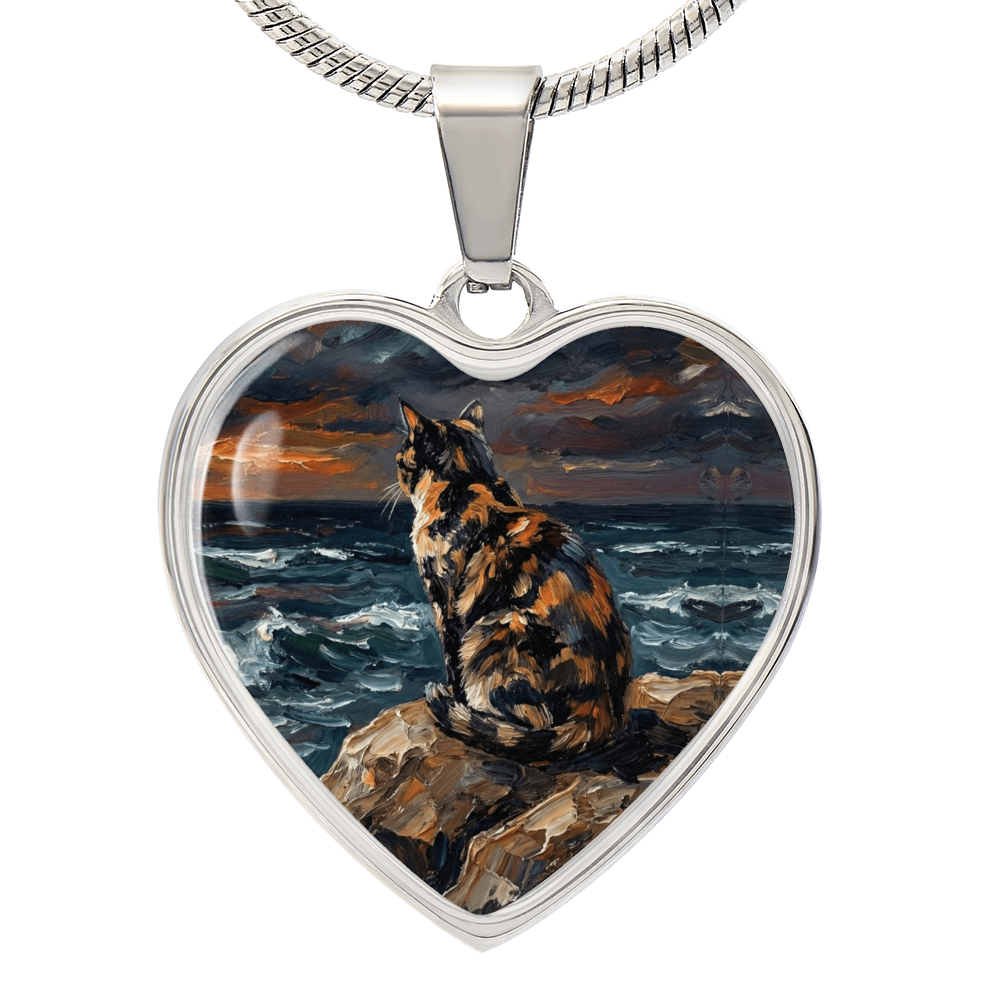 Beach Night - Tortie Heart Necklace