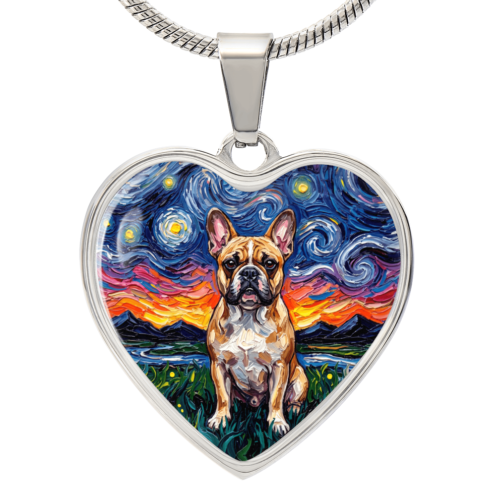 Frenchie Night Heart Necklace