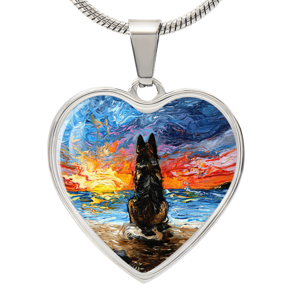 Beach Days - German Shepherd Heart Necklace