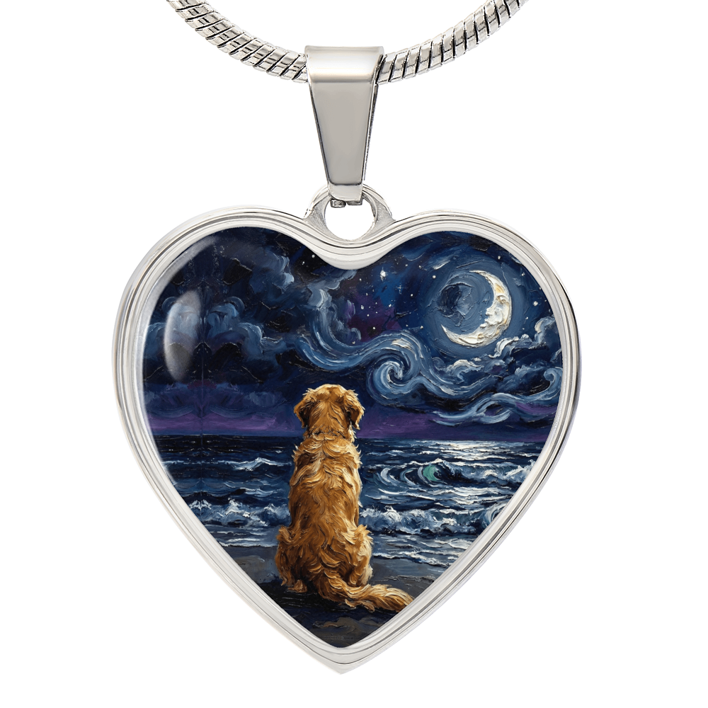 Beach Night - Golden Retriever Heart Necklace