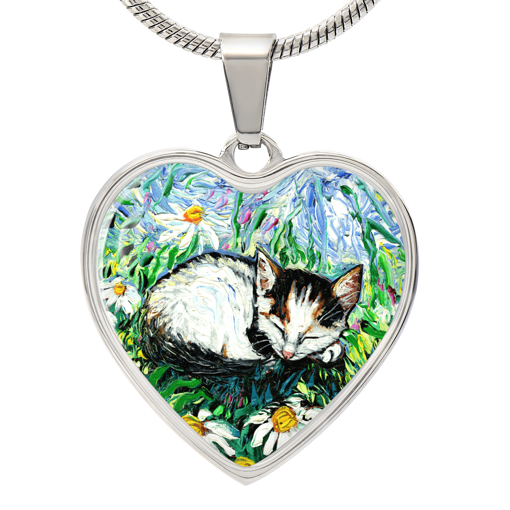 Kitten Sweet Dreams Starry Night Heart Necklace