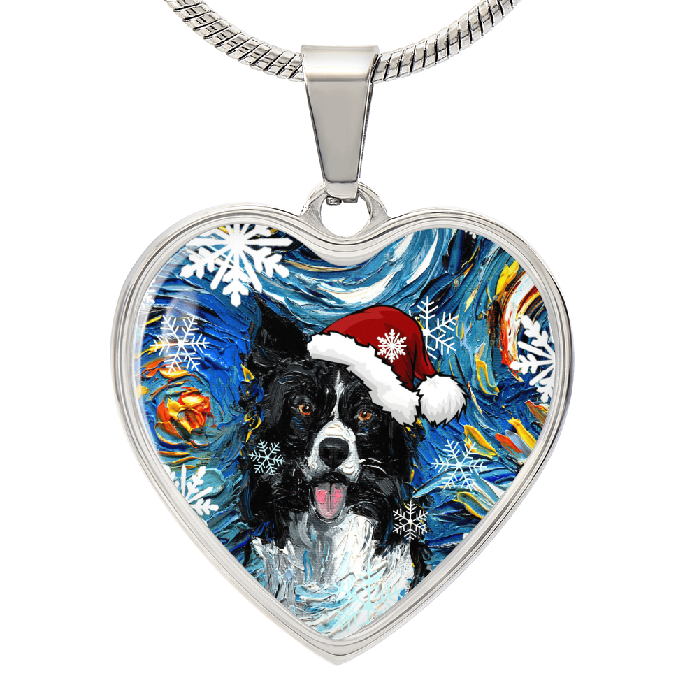 Border Collie Christmas Necklace