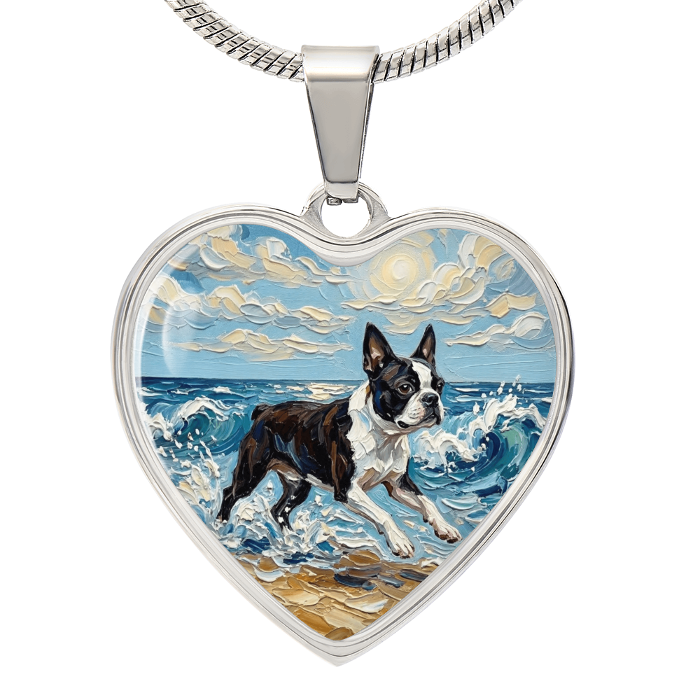 Beach Days - Boston Terrier Heart Necklace