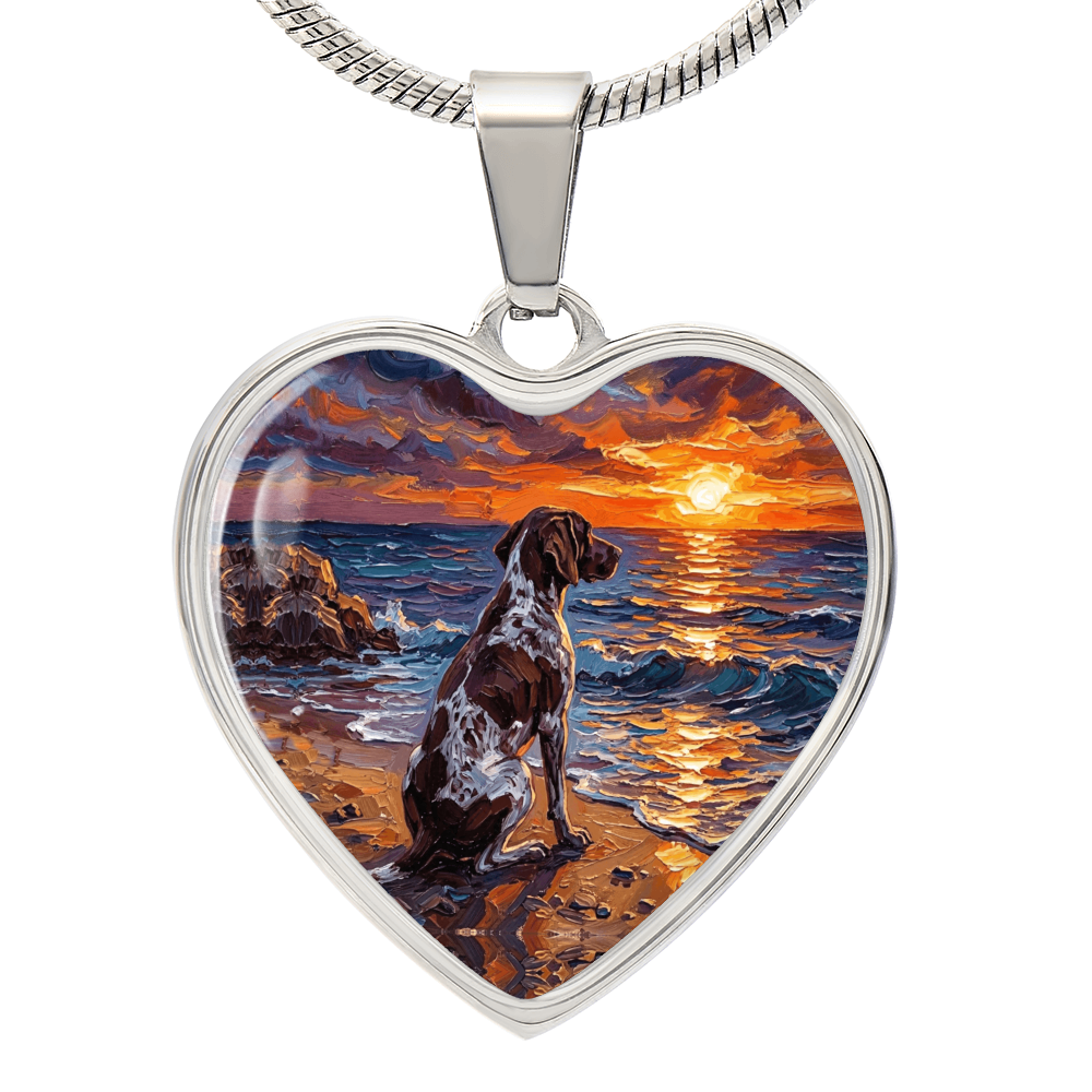 Beach Day - German Pointer Heart Necklace