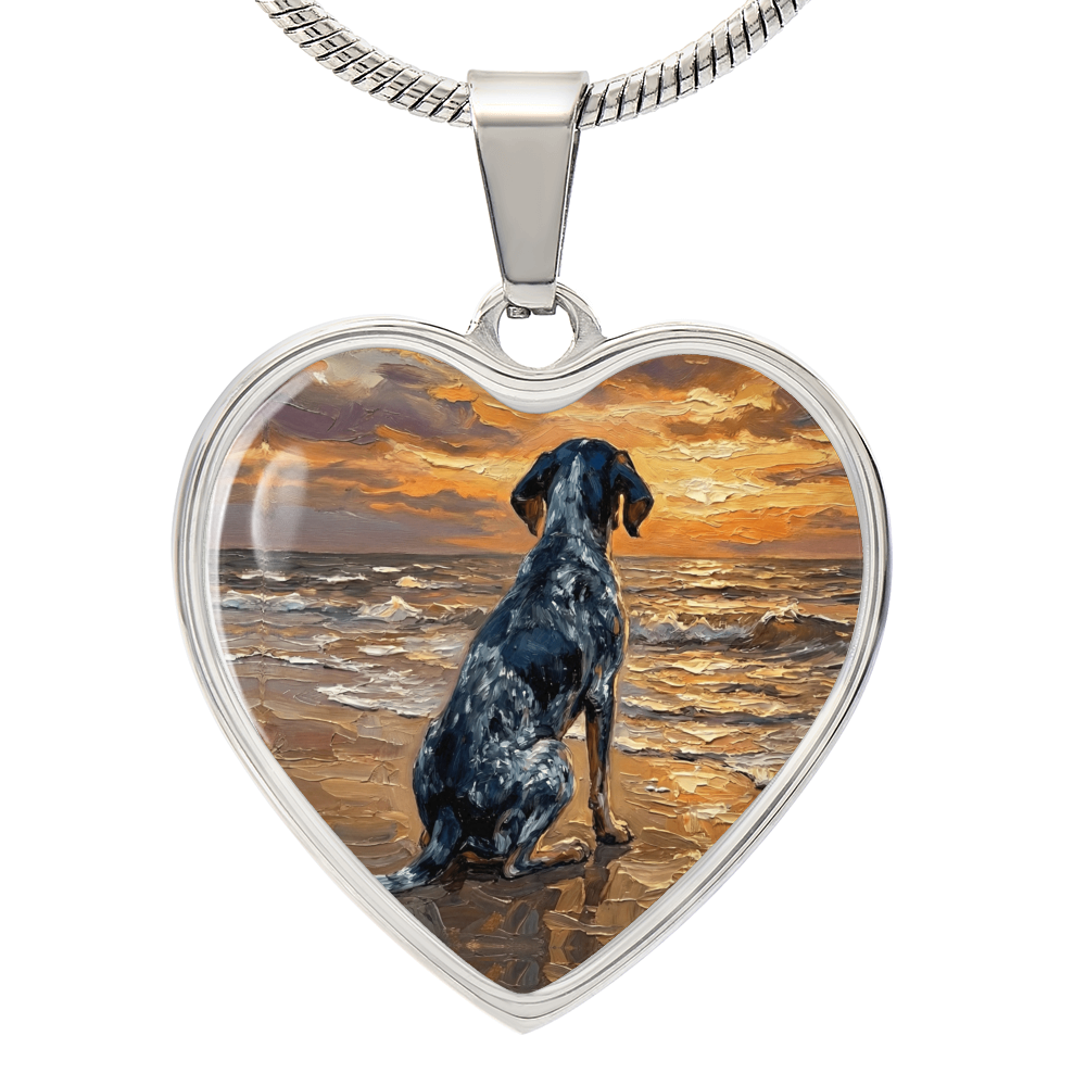Beach Days - Blue Tick Coonhound Heart Necklace